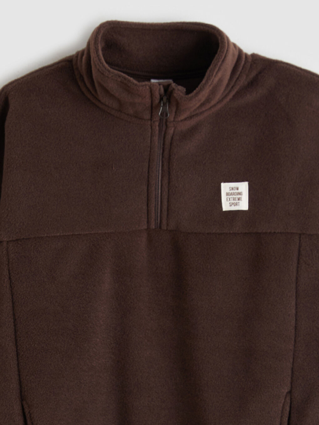 Kahverengi Dik Yaka Erkek Çocuk Polar Sweatshirt-3