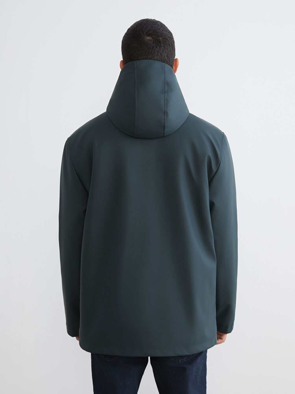 Yeşil Kapüşonlu İçi Kürklü Erkek Mont-4