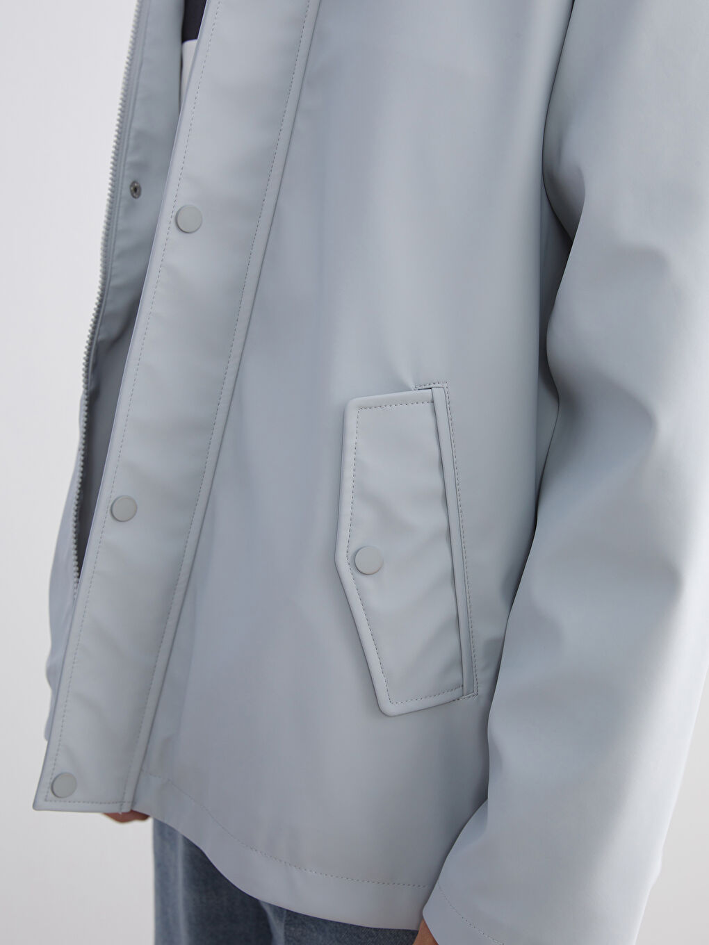 Gri Kapüşonlu İçi Kürklü Erkek Mont-2