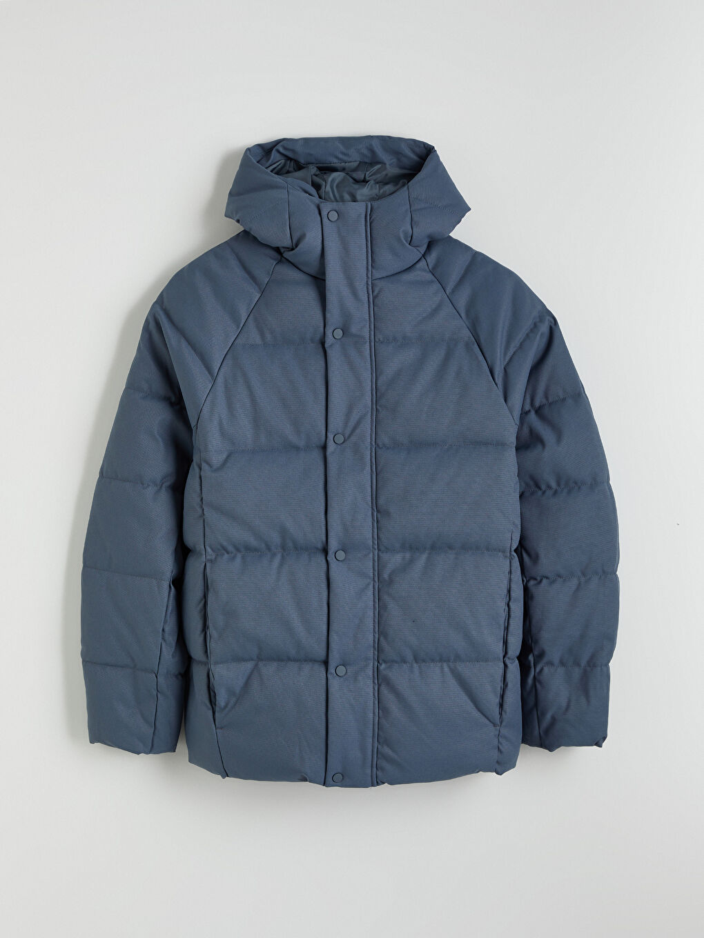 İndigo Rahat Kalıp Kapüşonlu Erkek Şişme Mont-5