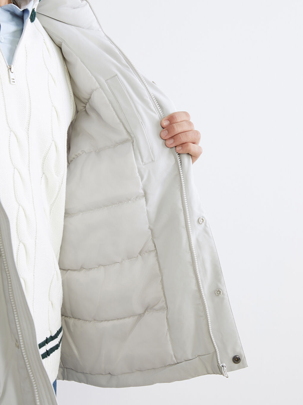 Ерлерге арналған стандартты пішім капюшонды парка пальтосы-3