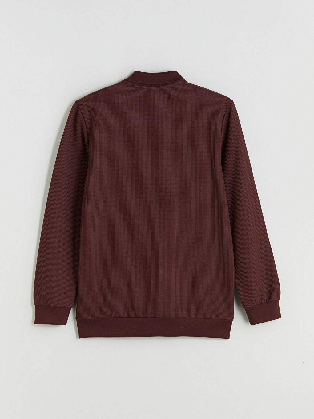 Bordo Polo Yaka Uzun Kollu Erkek Sweatshirt-5