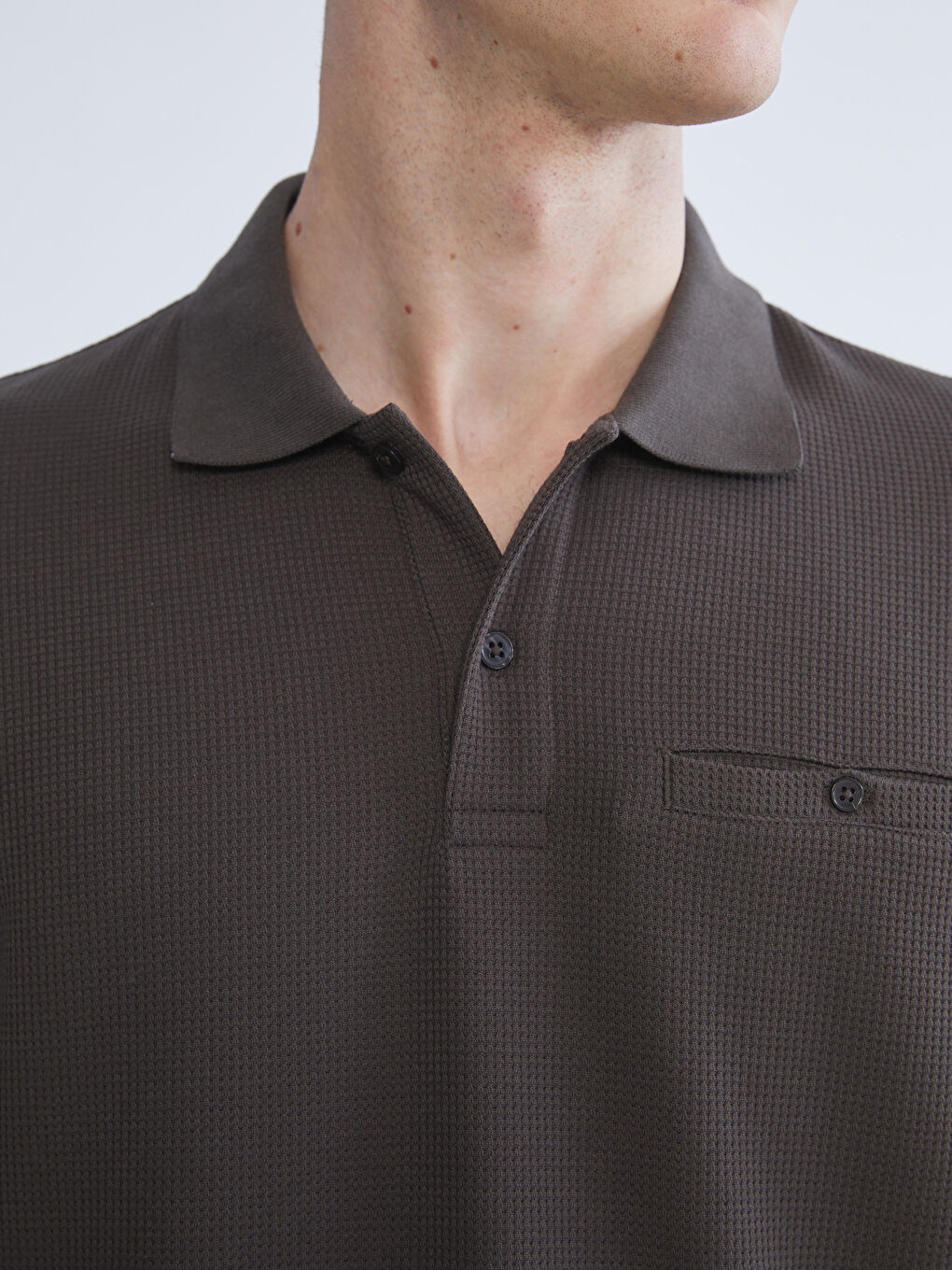 Haki Polo Yaka Uzun Kollu Erkek Sweatshirt-2