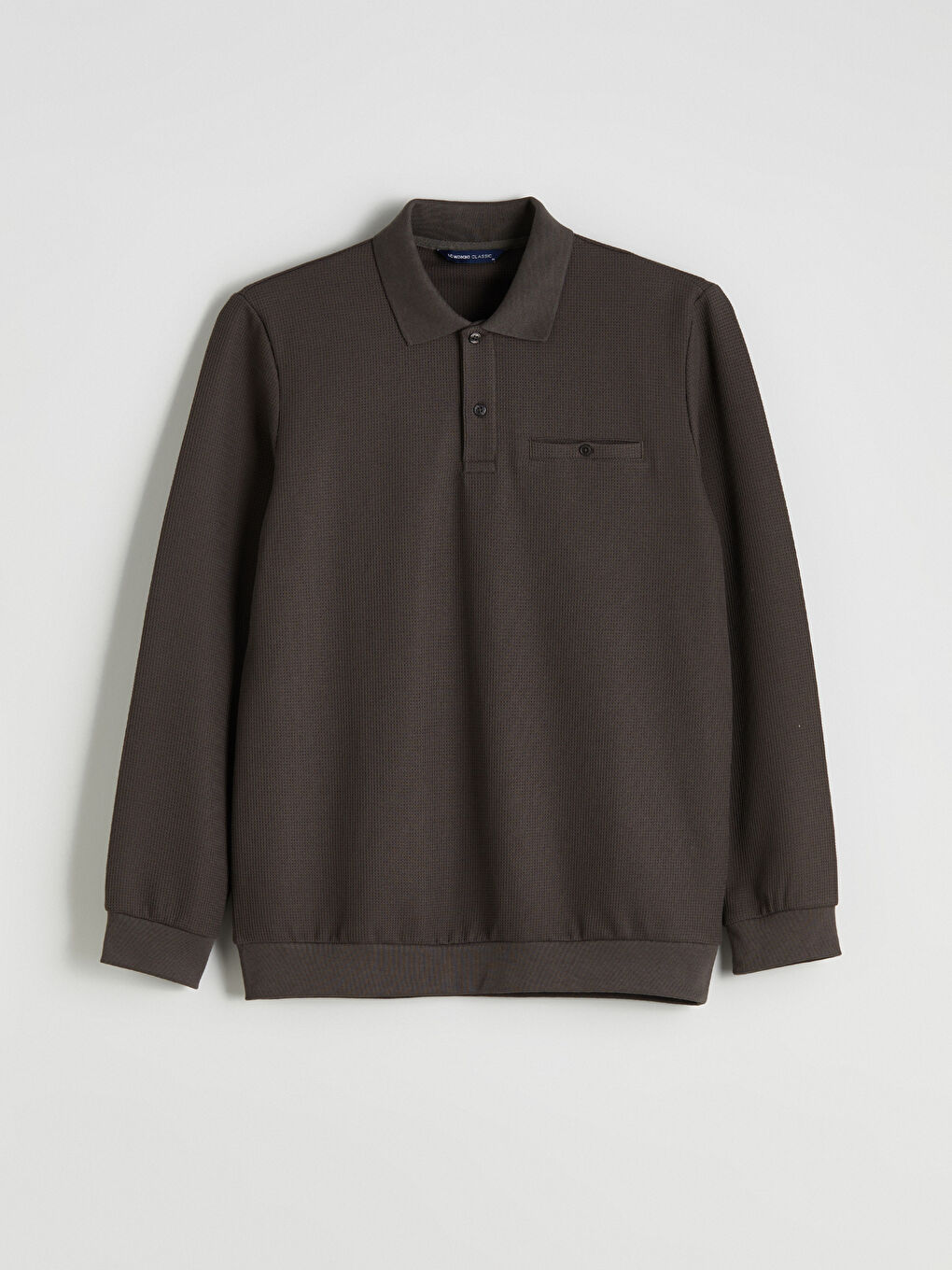 Haki Polo Yaka Uzun Kollu Erkek Sweatshirt-4