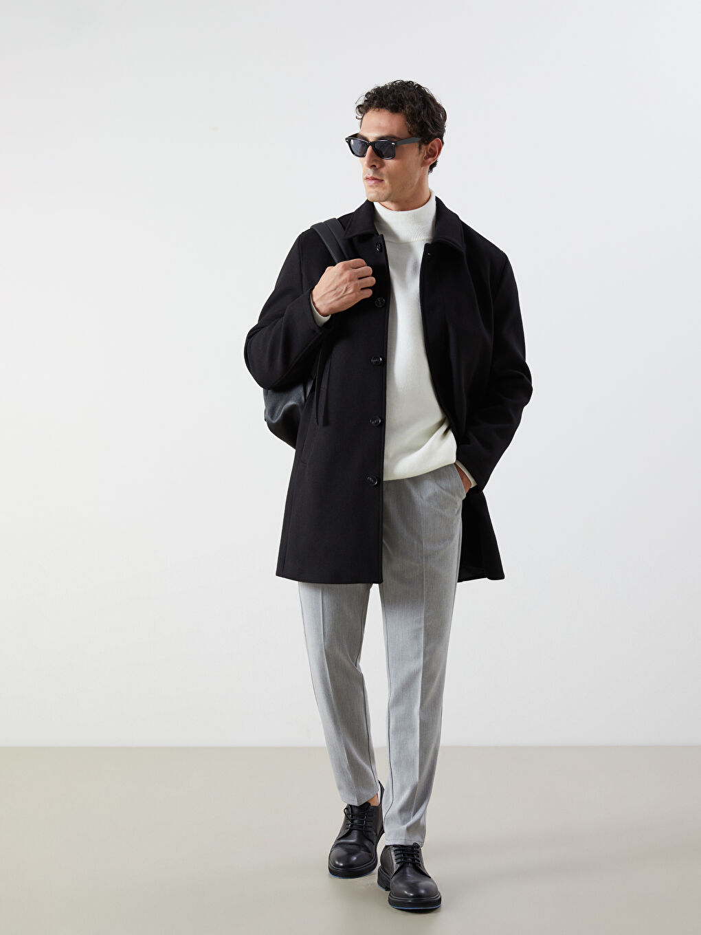 Стандартное Однотонное Мужское Каше Пальто-1