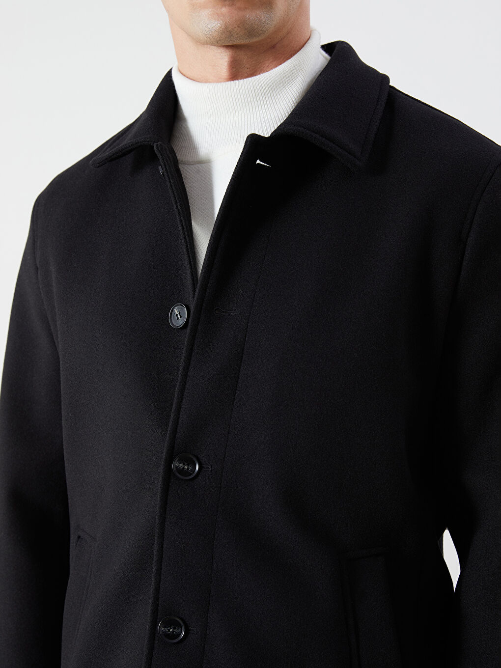 Стандартное Однотонное Мужское Каше Пальто-2