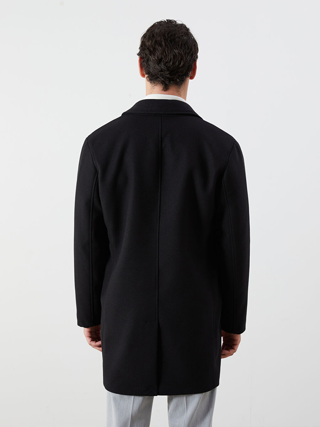 Стандартное Однотонное Мужское Каше Пальто-4
