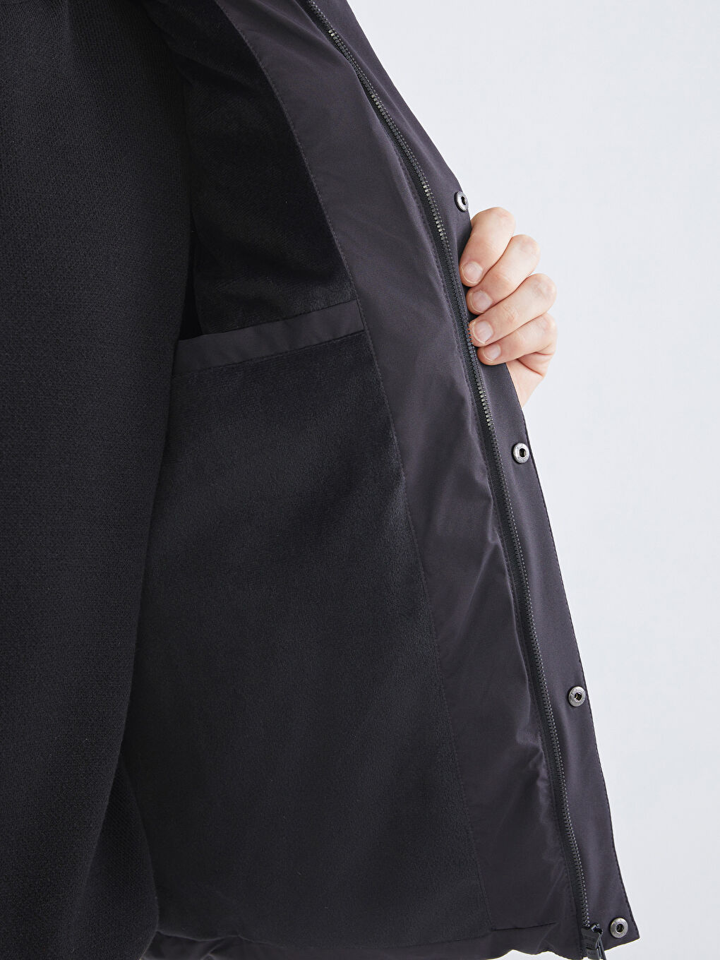 Antrasit Standart Kalıp Dik Yaka Erkek Şişme Mont-3