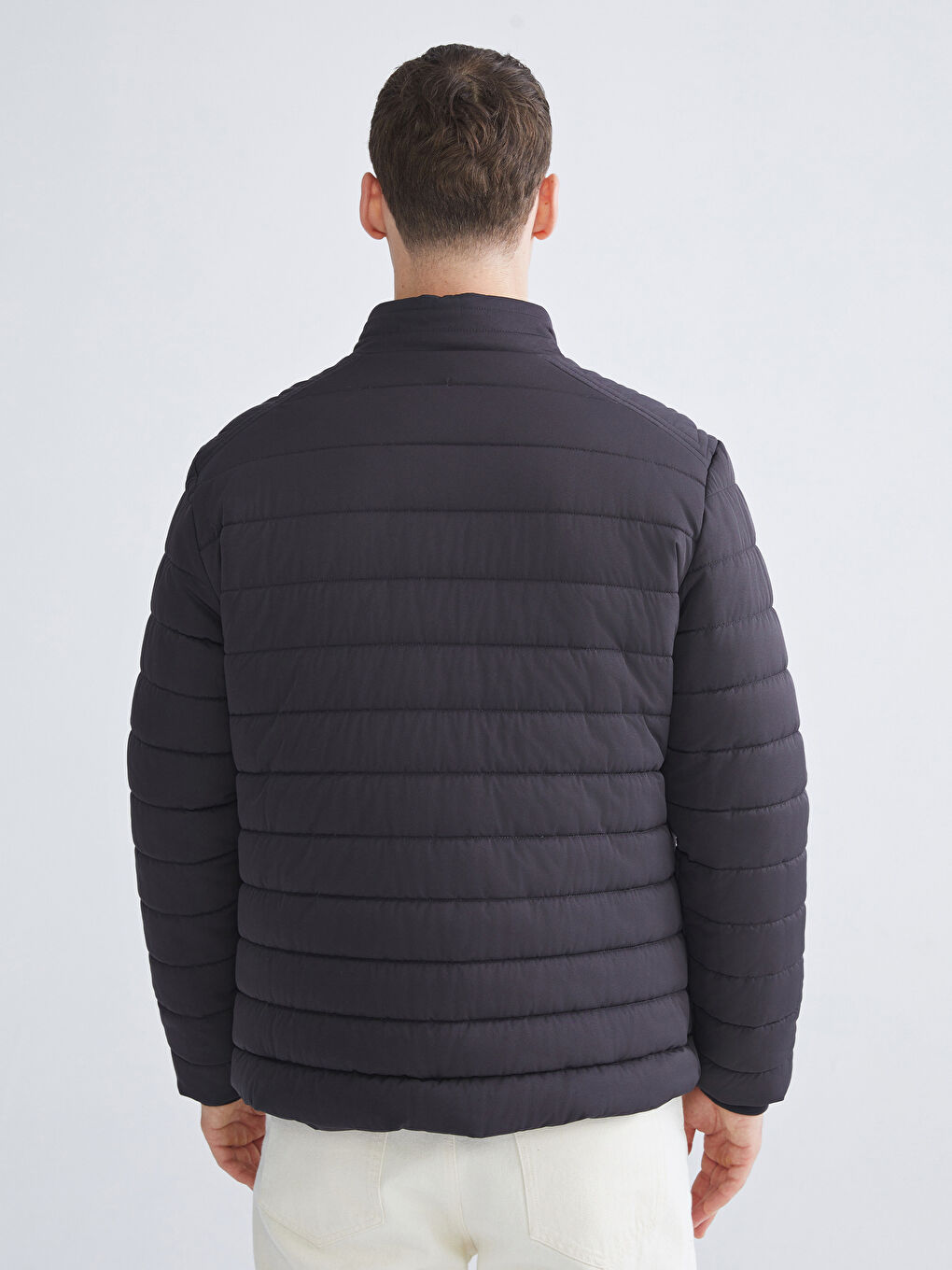 Antrasit Standart Kalıp Dik Yaka Erkek Şişme Mont-4