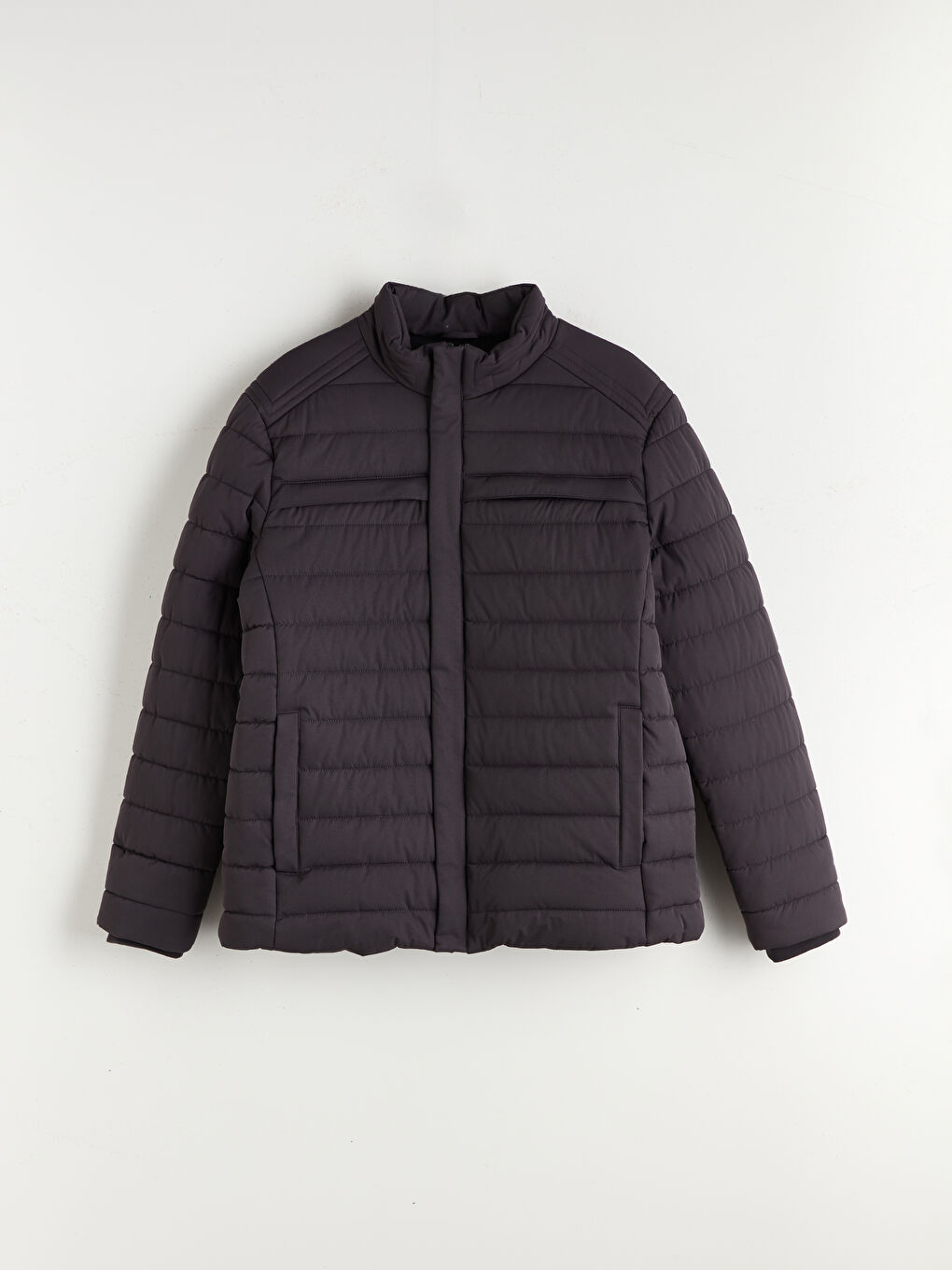 Antrasit Standart Kalıp Dik Yaka Erkek Şişme Mont-5