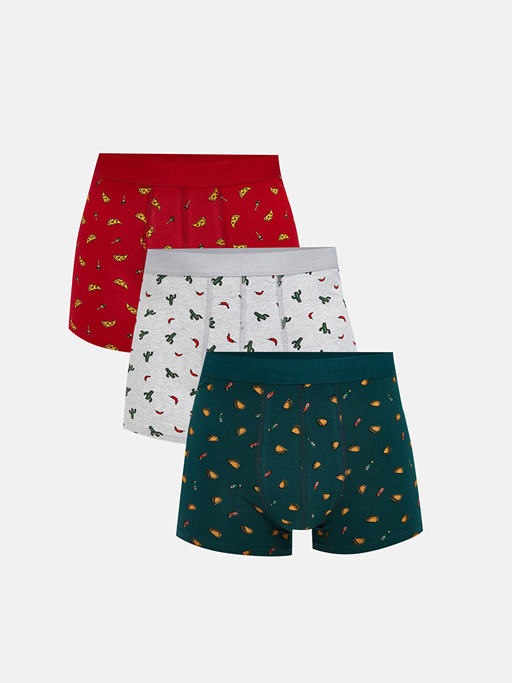 Kırmızı Standart Kalıp Pamuklu Esnek Erkek Boxer 3'lü