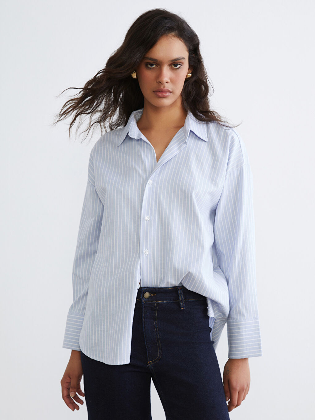 Striped Oversize Women's Shirt-1