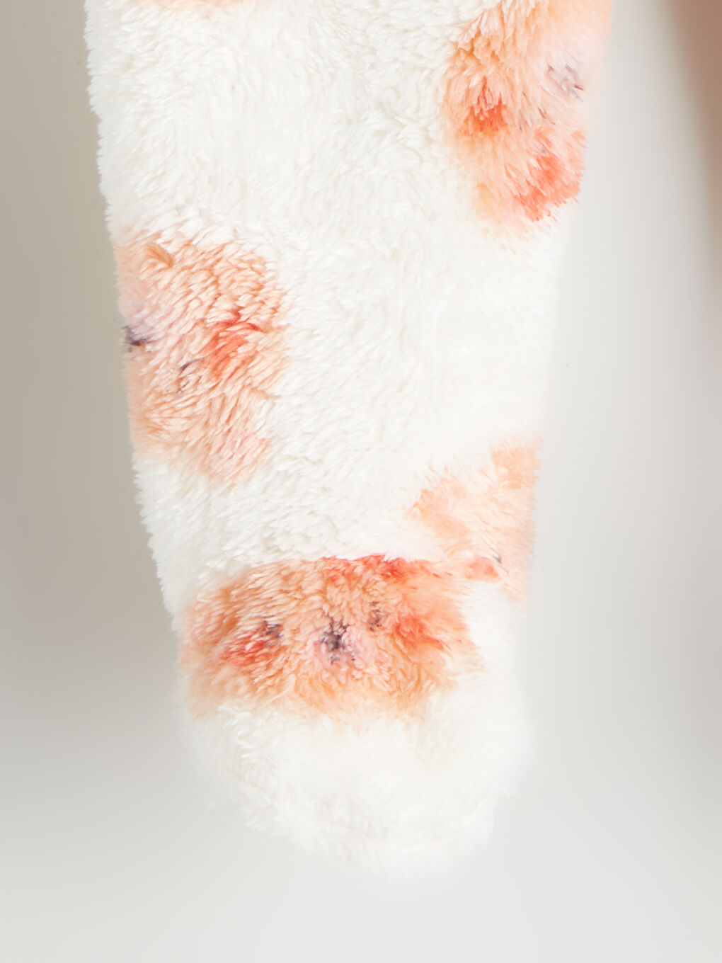 Ekru Kız Bebek Beli Lastikli Pelüş Patikli Pantolon-2