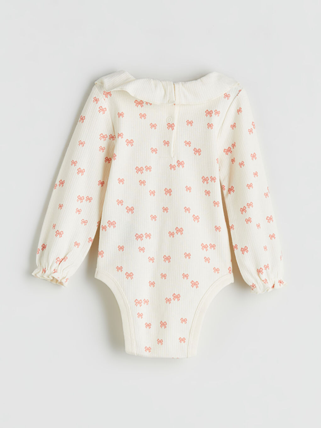 Ekru Baskılı Kız Bebek Çıtçıtlı Body-1