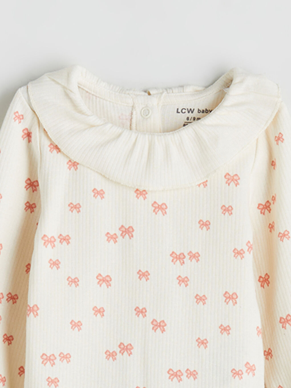 Ekru Baskılı Kız Bebek Çıtçıtlı Body-2