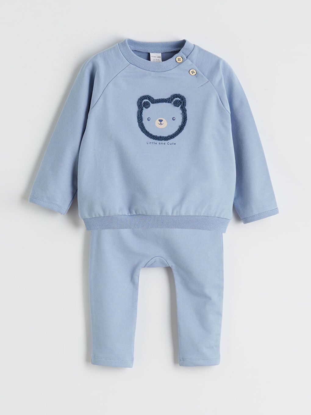 Mavi Bisiklet Yaka Erkek Bebek Sweatshirt ve Eşofman Altı