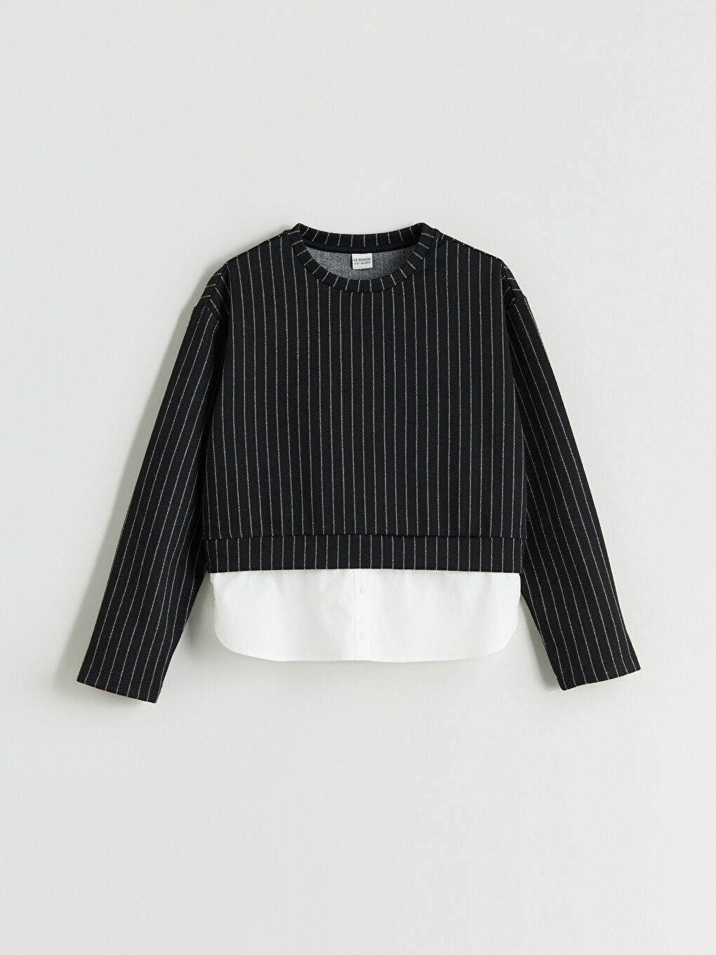 Siyah Bisiklet Yaka Kız Çocuk Sweatshirt