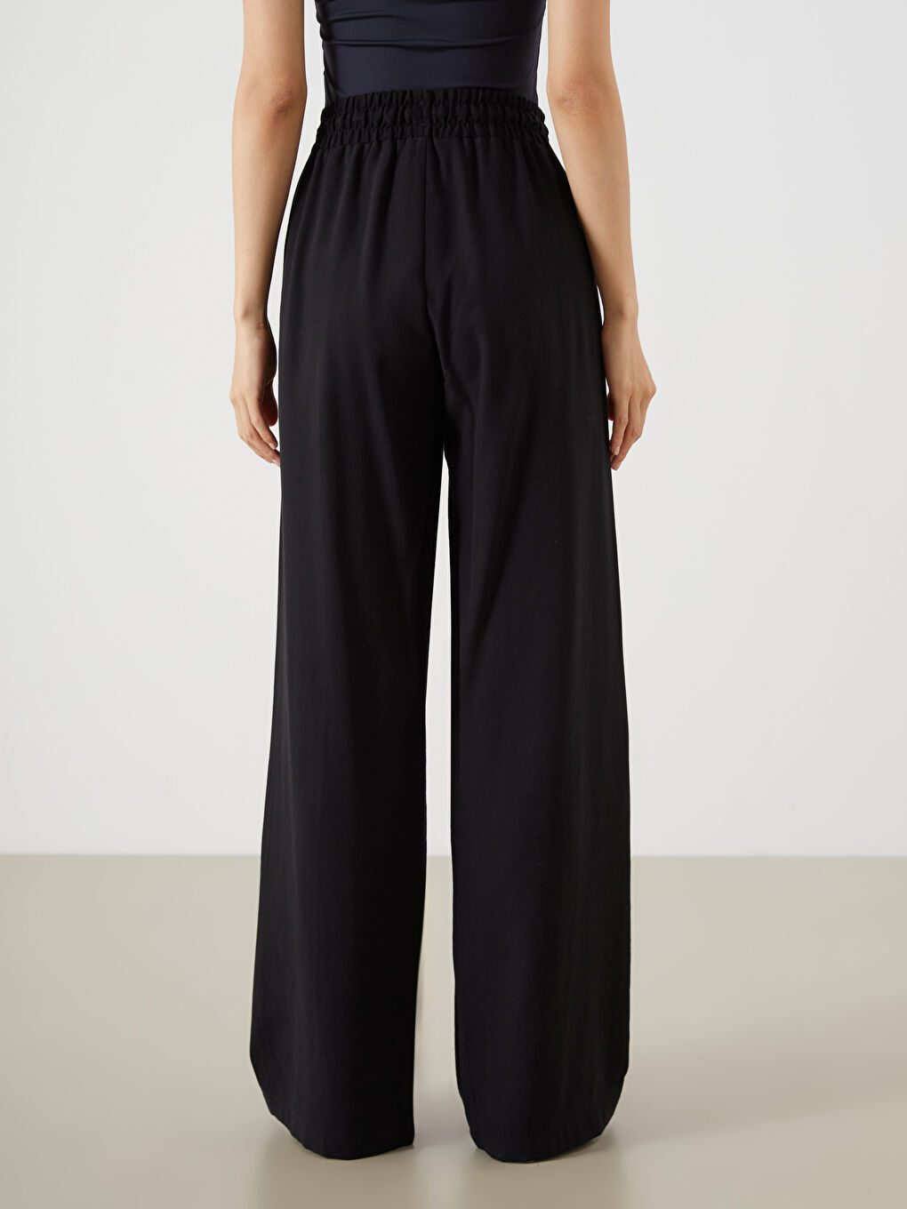 Elastic Waist Wide Leg Women's Trousers-6