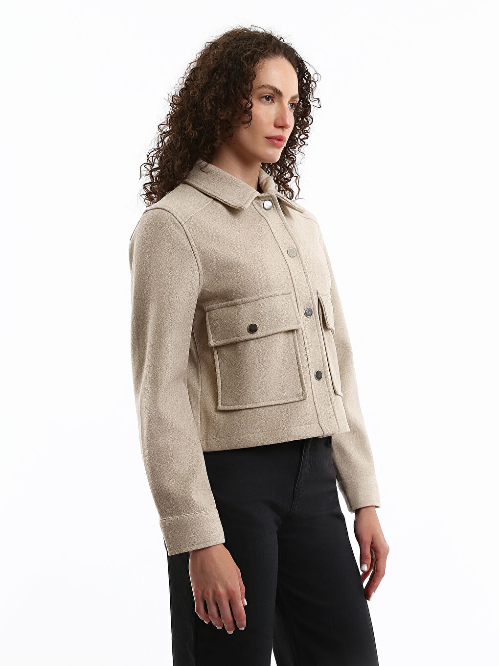 Collared Neck Women's Cachet Overcoat-3
