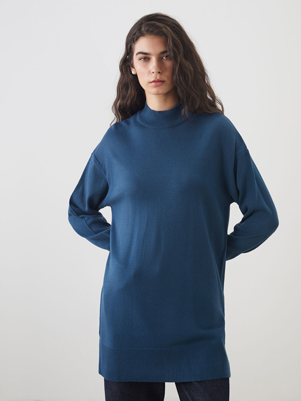Funnel Neck Women's Knitwear Tunic