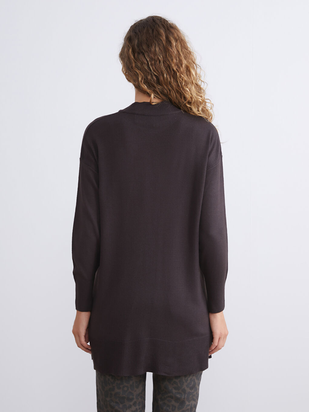 Funnel Neck Women's Knitwear Tunic-5