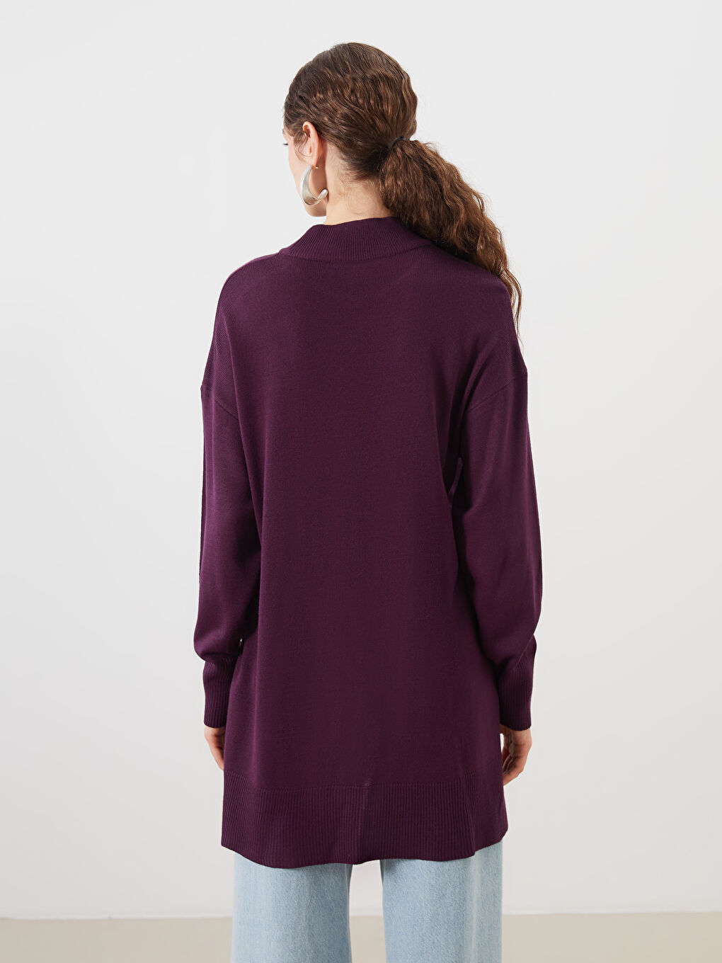 Funnel Neck Women's Knitwear Tunic-4