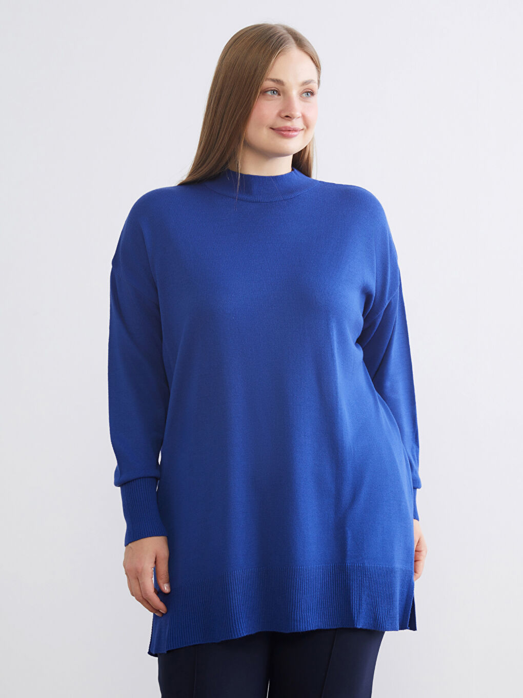 Funnel Neck Women's Knitwear Tunic-1