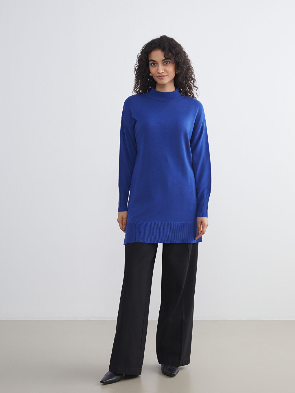 Funnel Neck Women's Knitwear Tunic-2