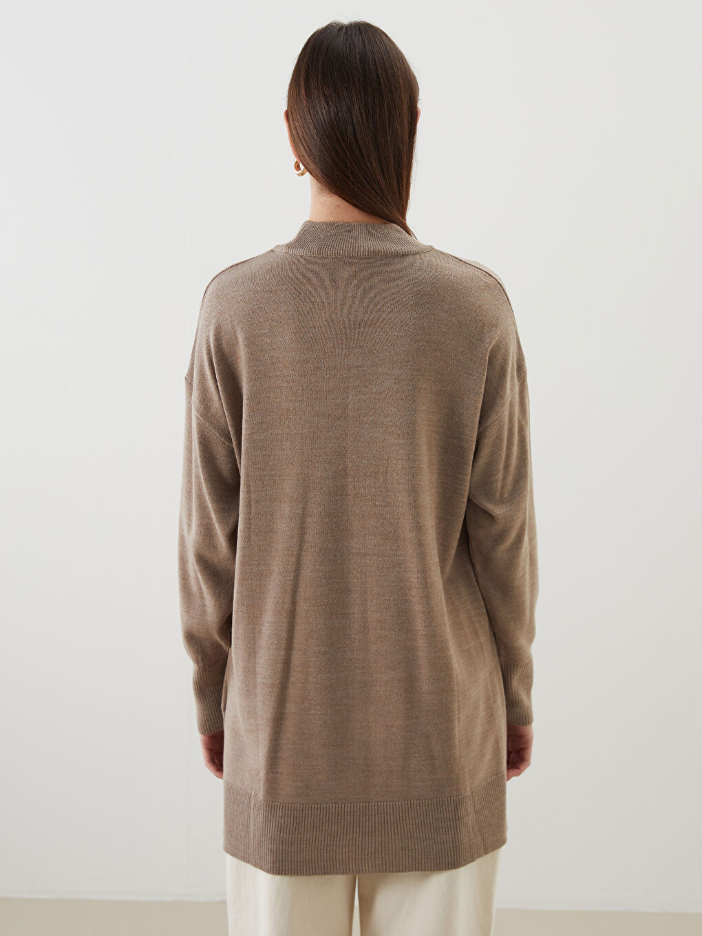 Funnel Neck Women's Knitwear Tunic-6