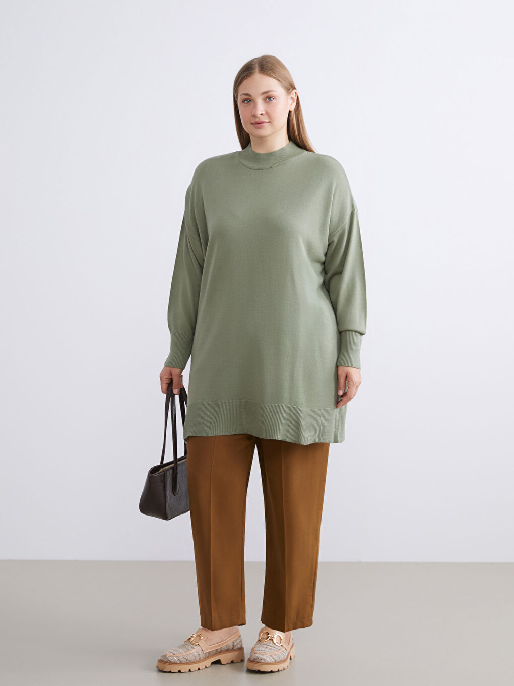 Funnel Neck Women's Knitwear Tunic-7
