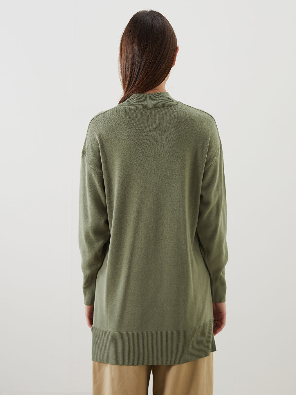 Funnel Neck Women's Knitwear Tunic-6