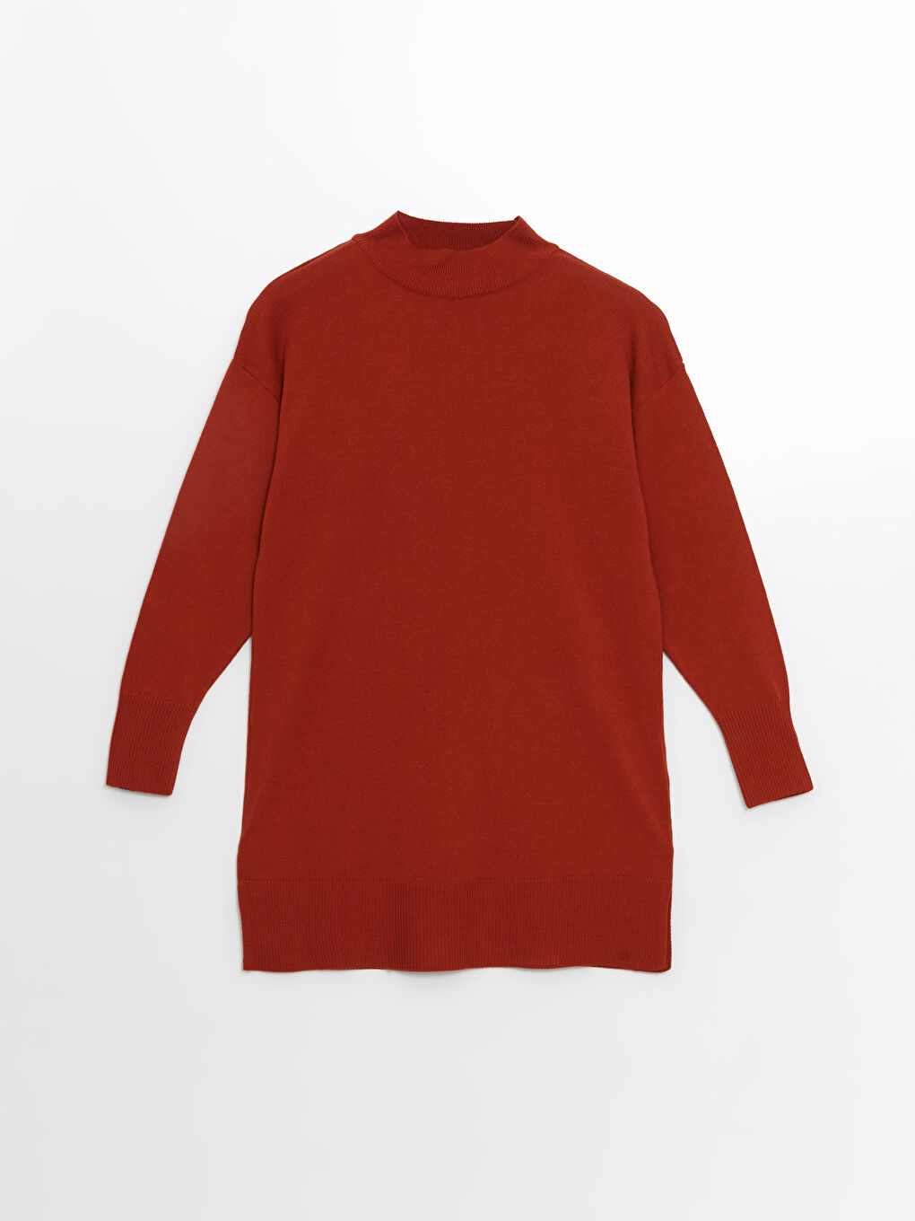 Turuncu Dik Yaka Kadın Triko Tunik-6