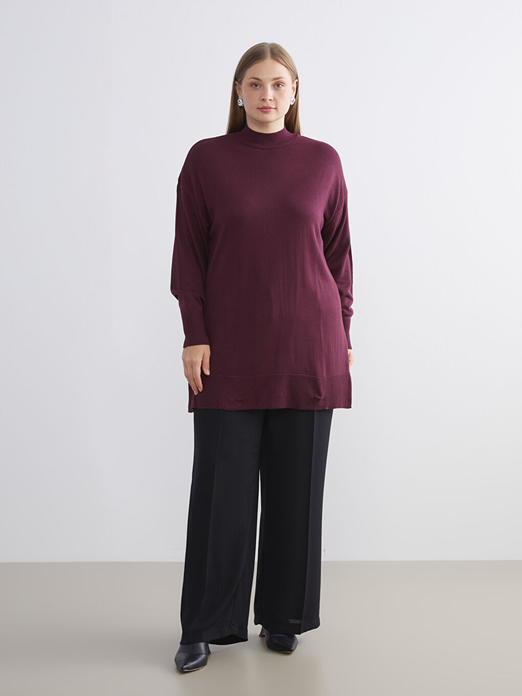 Tunique en Tricot à Col Cheminée pour Femmes-2