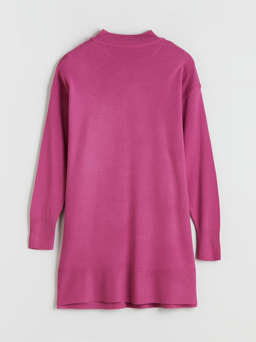 Fuşya Dik Yaka Kadın Triko Tunik-7