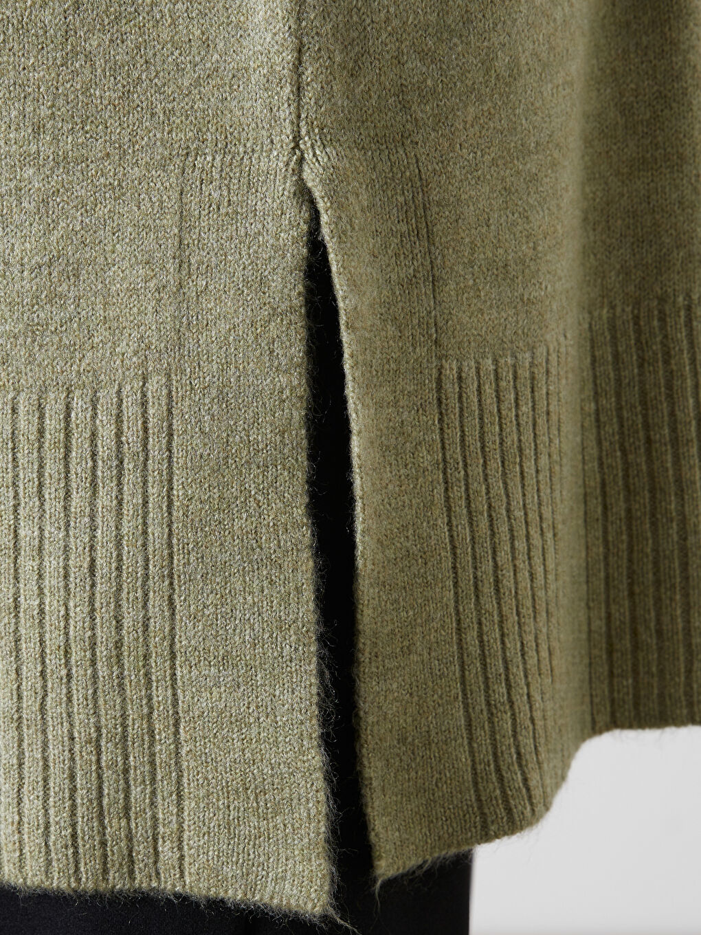 Yeşil Dik Yaka Oversize Kadın Triko Tunik-2