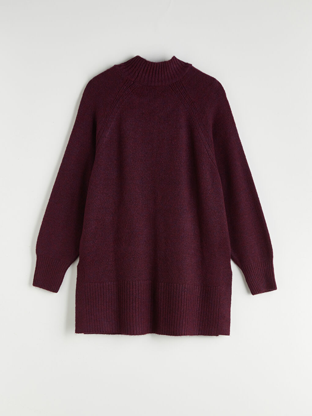 Mor Dik Yaka Oversize Kadın Triko Tunik-9