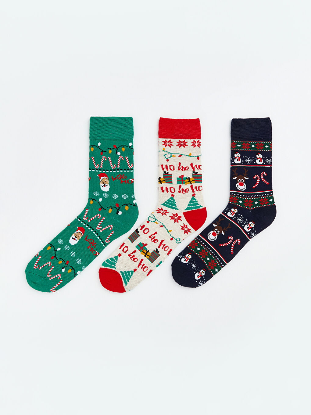 შობის თემატიკის მამაკაცის კოჭის წინდები 3-ცალიანი პაკეტი