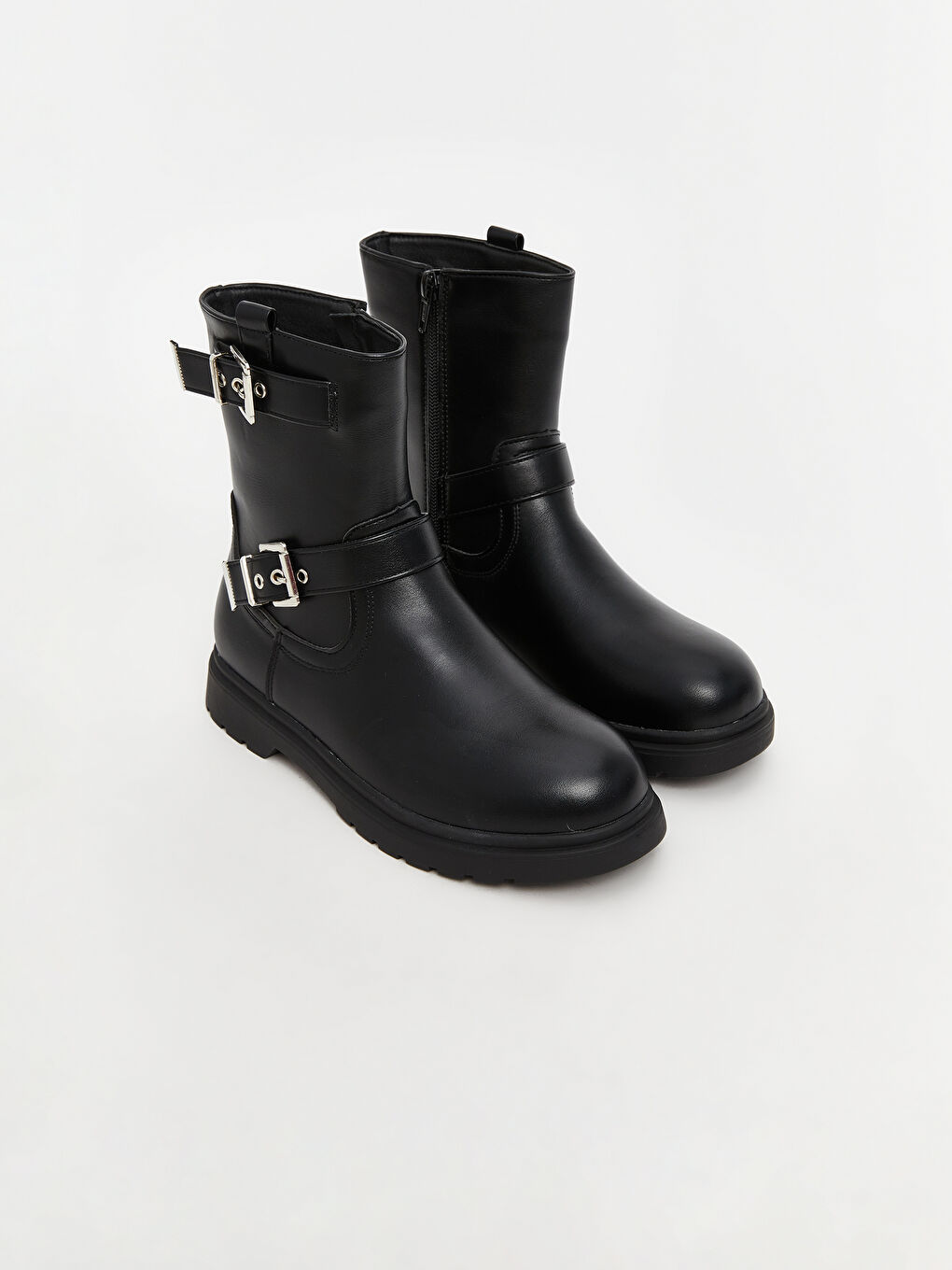 Faux Leather Zippered Girls' Boots