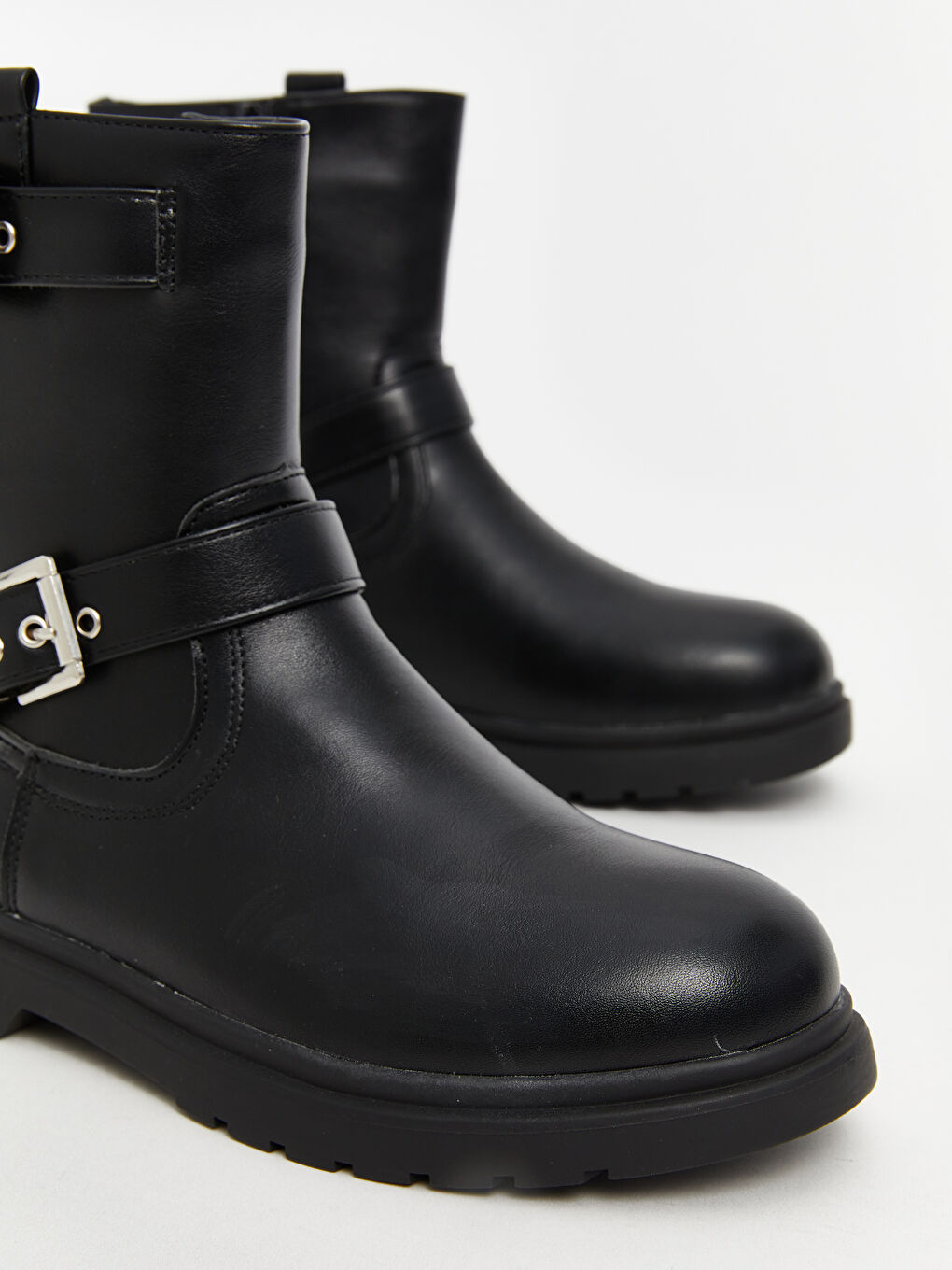 Faux Leather Zippered Girls' Boots-2
