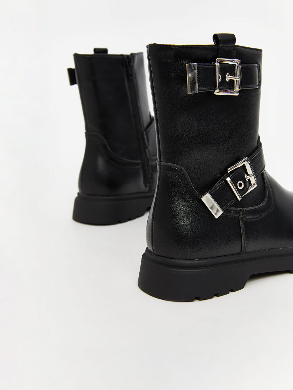 Faux Leather Zippered Girls' Boots-4