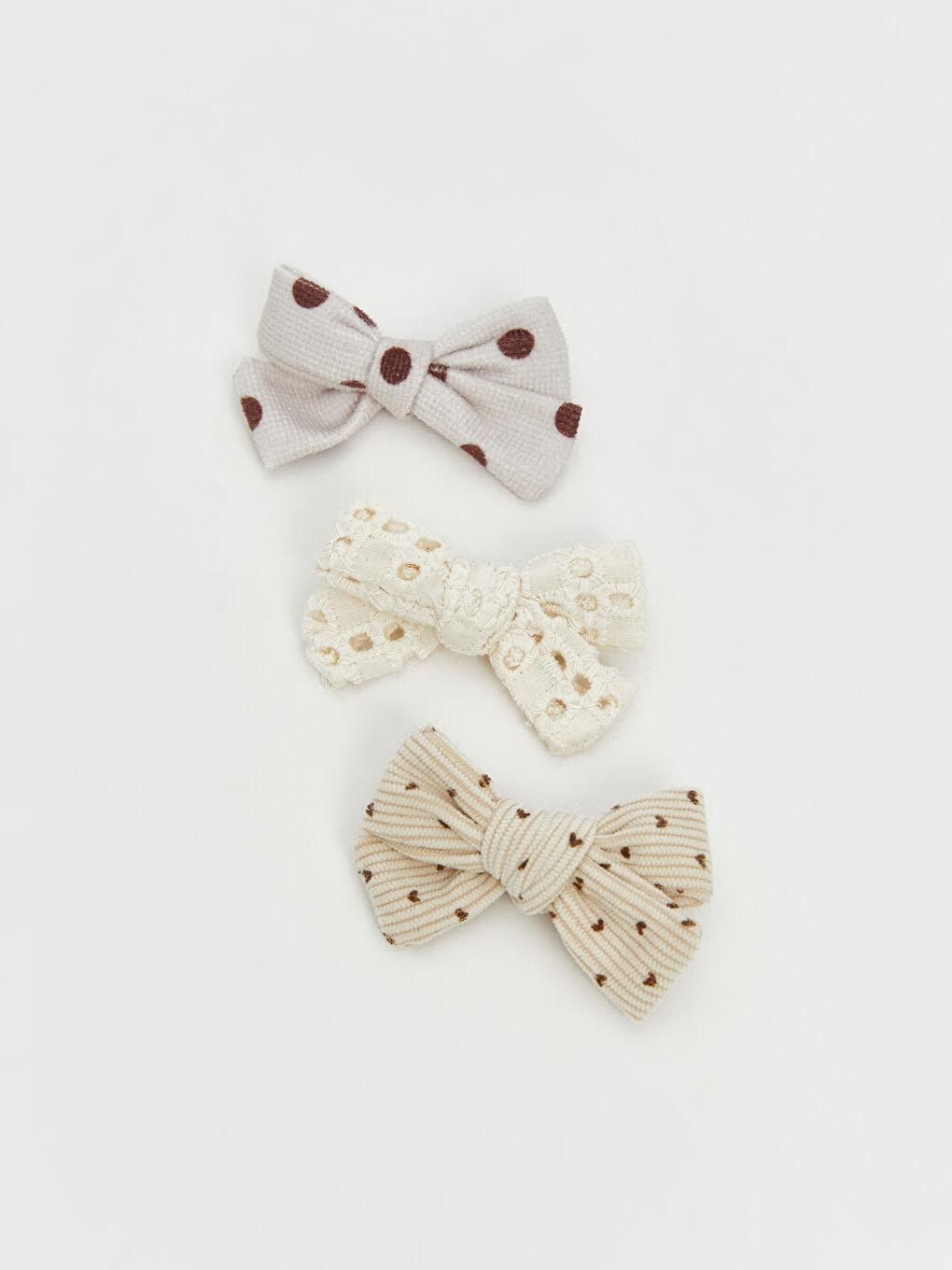 Ekru Baskılı Kız Çocuk Toka Seti 3'lü-1