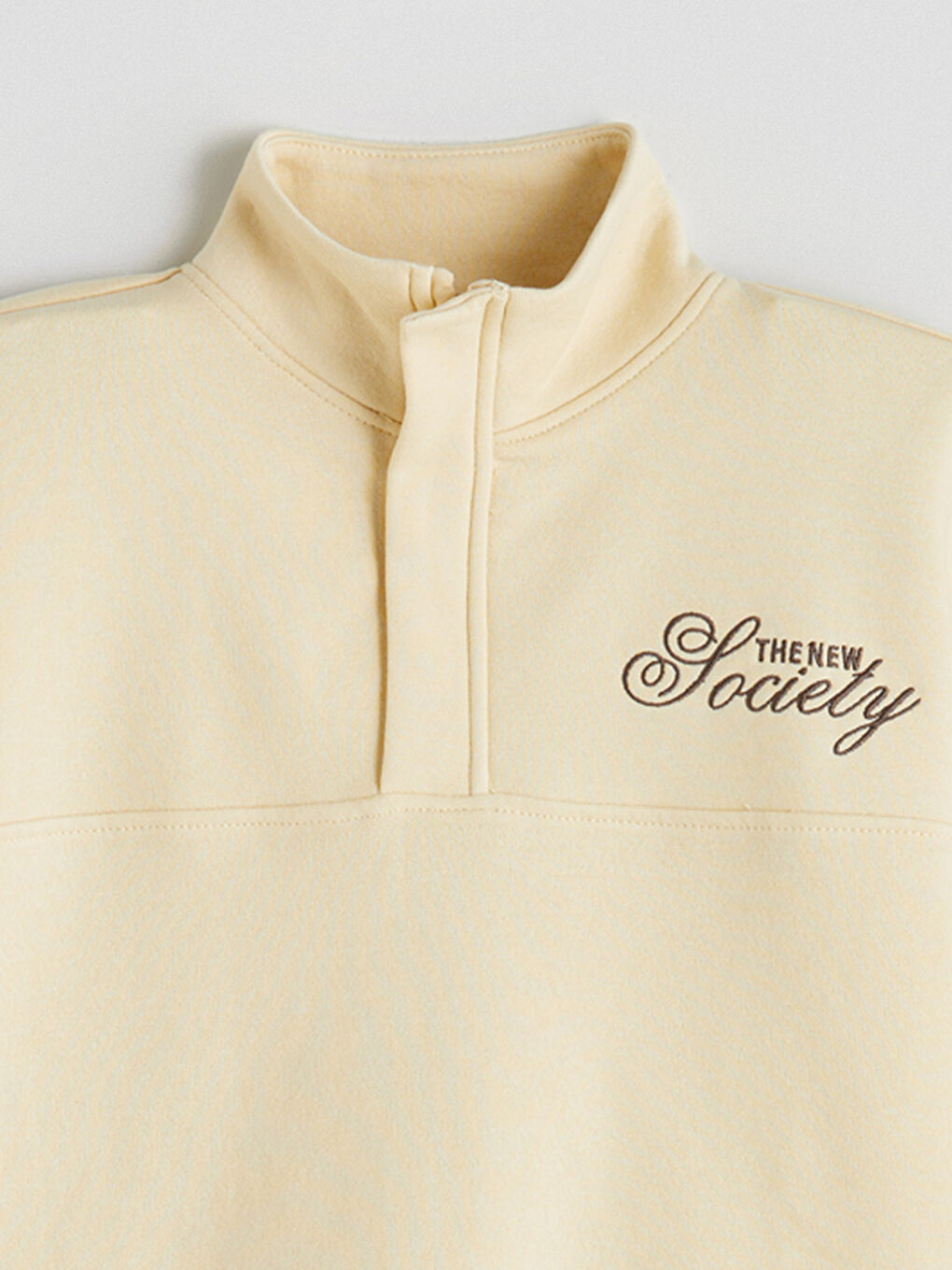 Sarı Dik Yaka Baskılı Kız Çocuk Sweatshirt-3