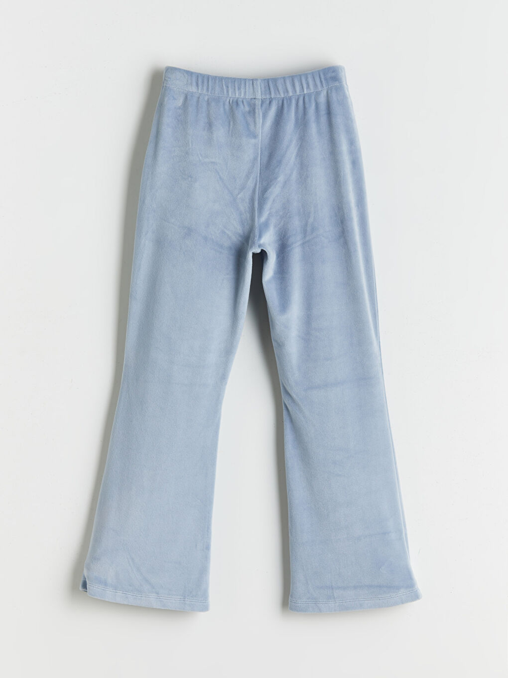 Mavi Beli Lastikli Kadife İspanyol Paça Kız Çocuk Tayt-1