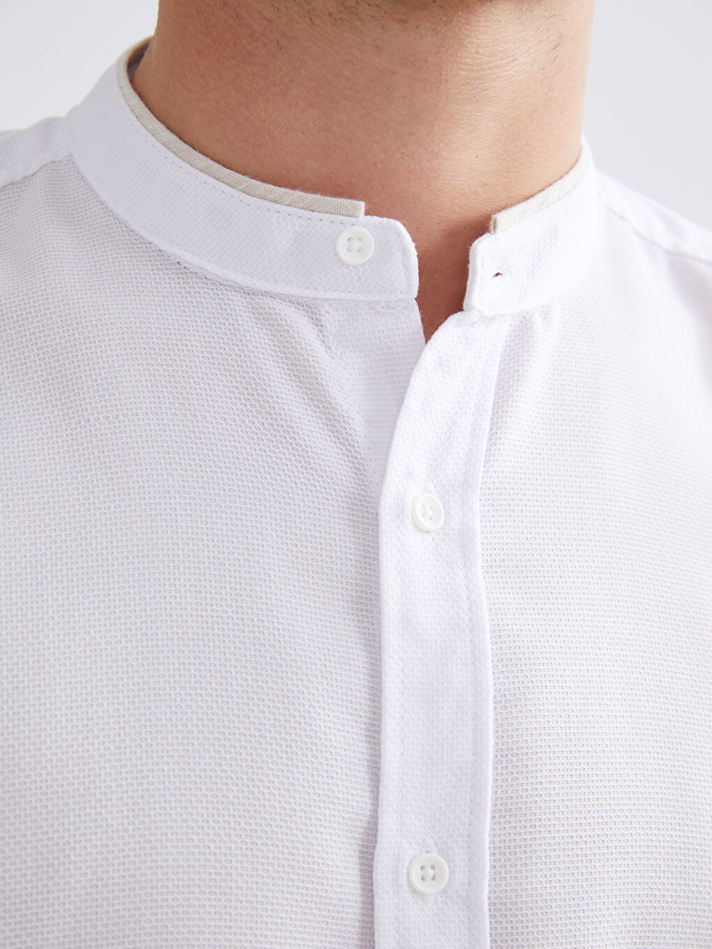 Regular Fit Grandad Collar Long Sleeve Men's Shirt-2