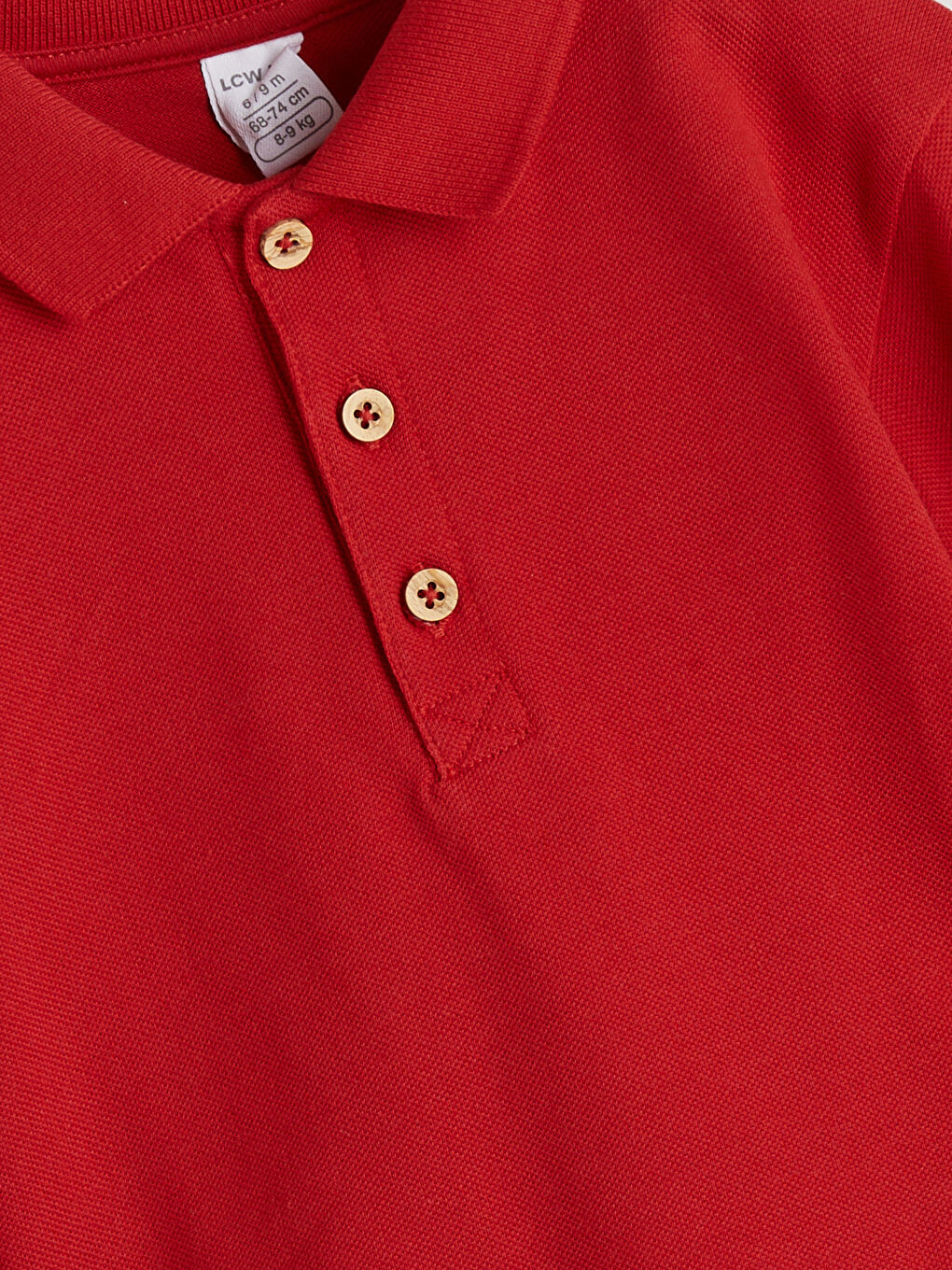 Kırmızı Polo Yaka Erkek Bebek Tişört ve Pantolon 2'li-2