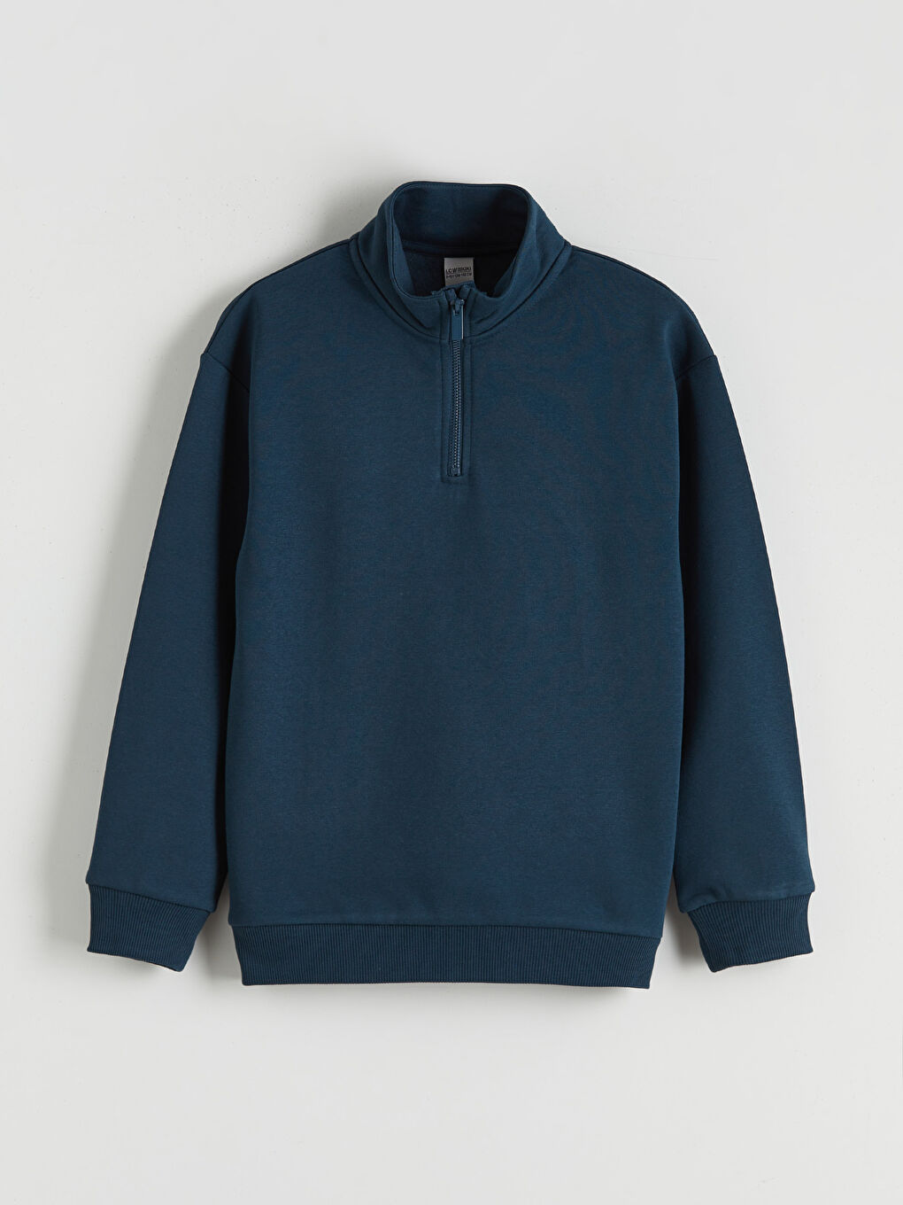 Petrol Dik Yaka Erkek Çocuk Kalın Sweatshirt