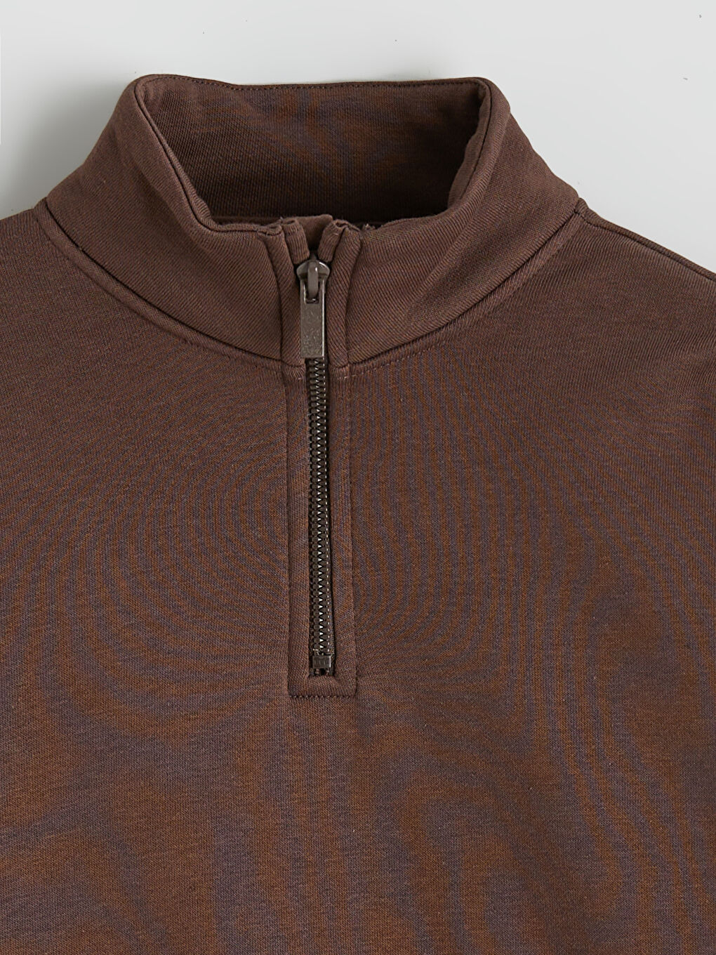 Kahverengi Dik Yaka Erkek Çocuk Kalın Sweatshirt-3