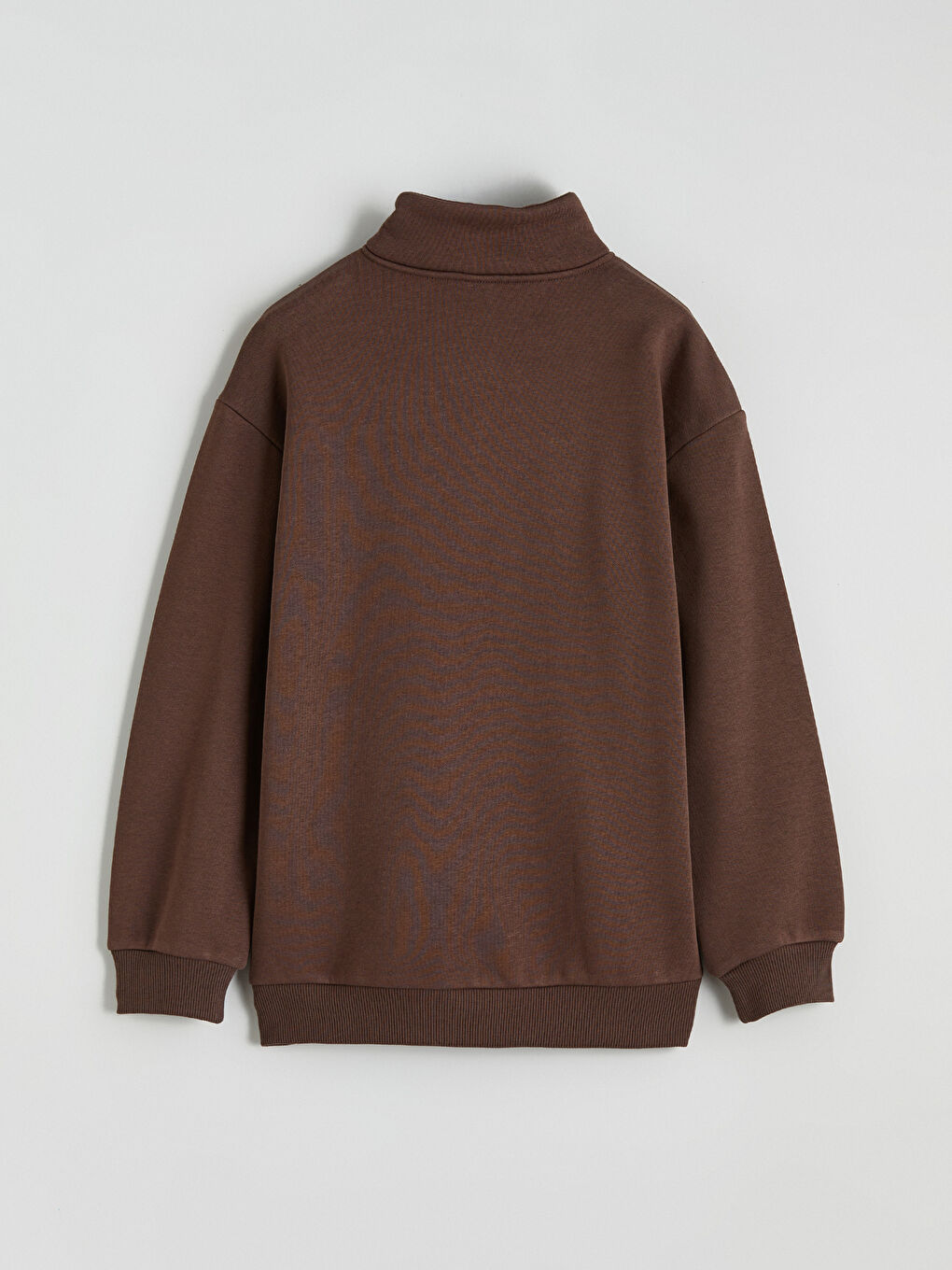 Kahverengi Dik Yaka Erkek Çocuk Kalın Sweatshirt-5