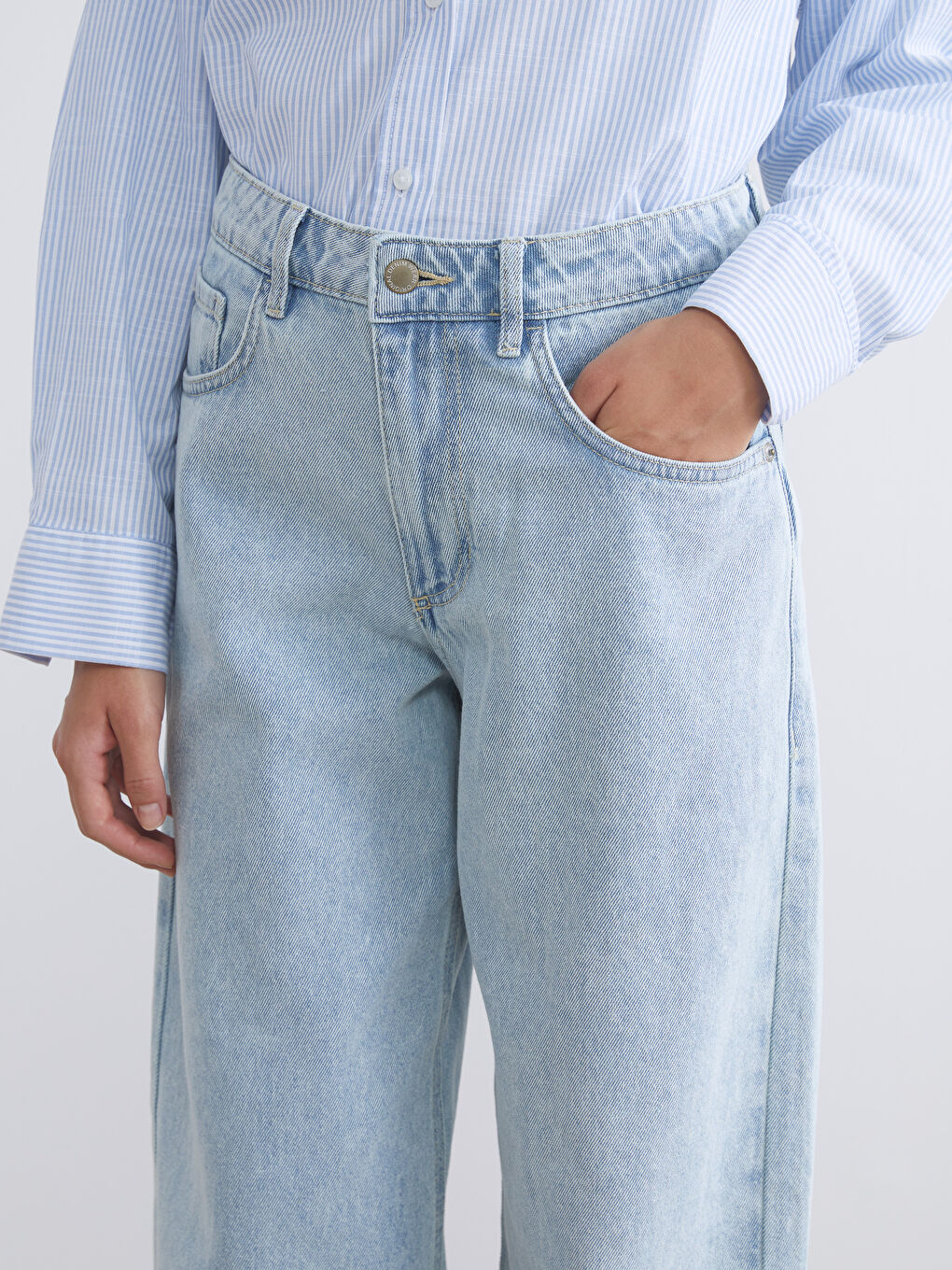 әйелдерге арналған кең пішім джинс шалбар-2