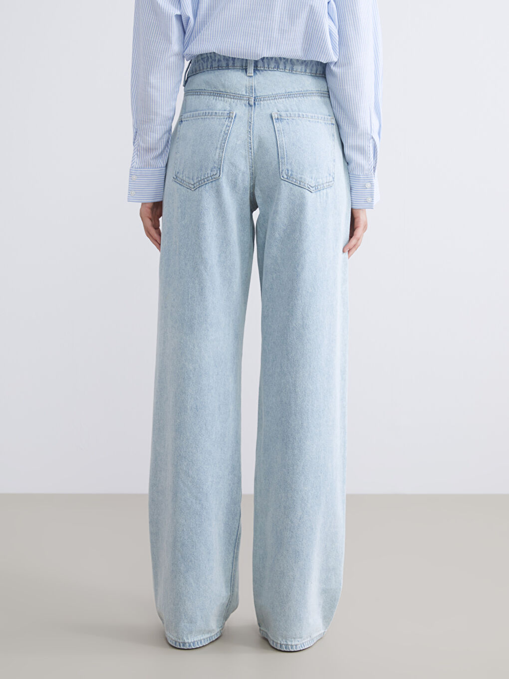 әйелдерге арналған кең пішім джинс шалбар-3